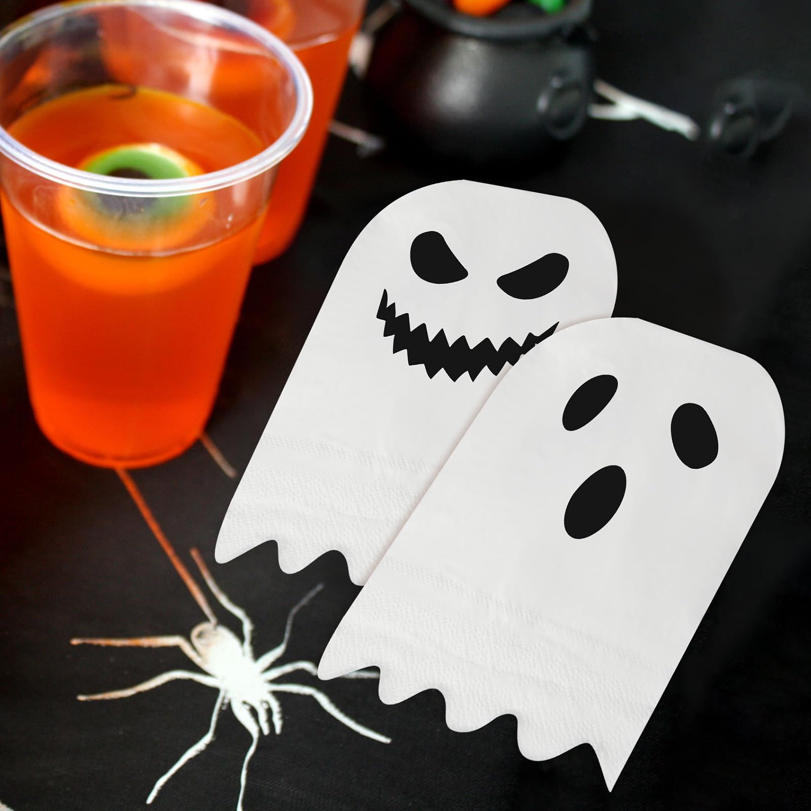 FZR Legend 50 Pack Halloween Party Napkins Ghost Paper Napkins, Halloween Cocktail Napkins Disposable Napkins for Halloween Party Supplies Decorations