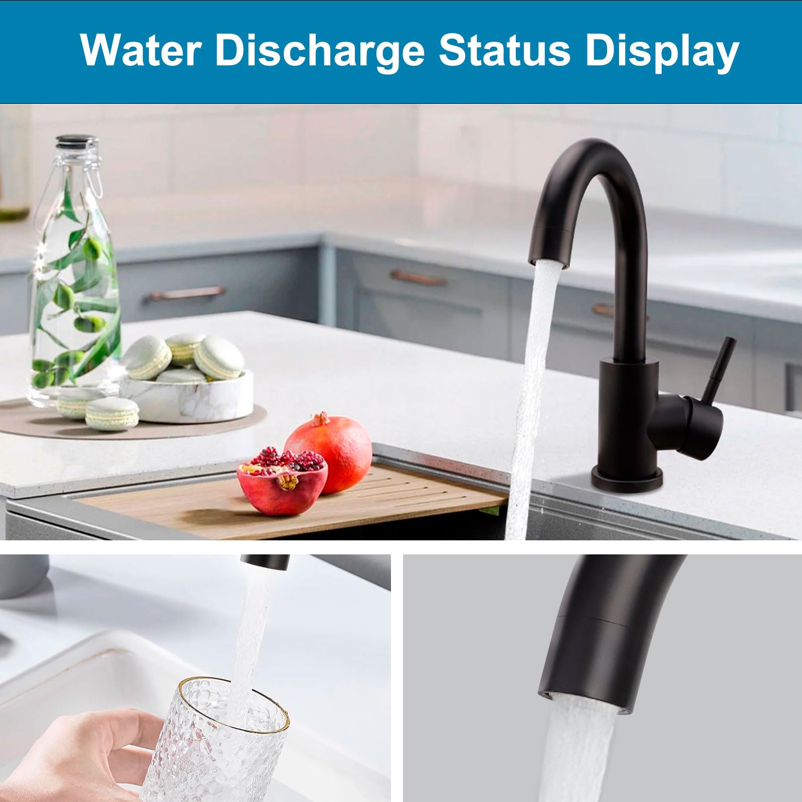 ABTIABGY 304 Stainless Steel Bar Sink Faucet, Bathroom Kitchen Faucet Prep Wet Small Mini Kitchen Bath Utility Marine Faucet Single Hole Farmhouse Vanity Lavatory Faucets (BKF-Matte Black)