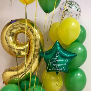 Green and Yellow Balloons, 12 Inch Matt Green Yellow White Yellow Green Confetti Balloons Latex Balloons Helium for Birthday Party Graduation Class of 2024 Tractor Party Decorations