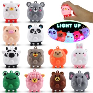 12 pcs light up party favors for kids,3d animal pop toys,goodie bags stuffers for kids,pinata stuffers carnival prizes,fidget toys bulk,prize treasure box toys for classroom,suction toys for toddlers