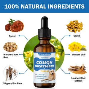 Cough Treatment for Dogs - Relives Sore Throat, Dry & Wet Cough in Dogs - Trachea Collapse and Respiratory Support - Immune Supplement for Dogs - Natural Herbal Remedy 2 oz