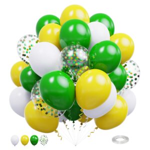 green and yellow balloons, 12 inch matt green yellow white yellow green confetti balloons latex balloons helium for birthday party graduation class of 2024 tractor party decorations