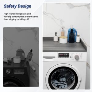 Neoaider Washer Dryer Countertop 54" L x 27.5" W, Laundry Countertop with 2" Safety Edge Rails, Seamless Laundry Topper for Washer and Dryer Suitable for Laundry Room Organization-Gray