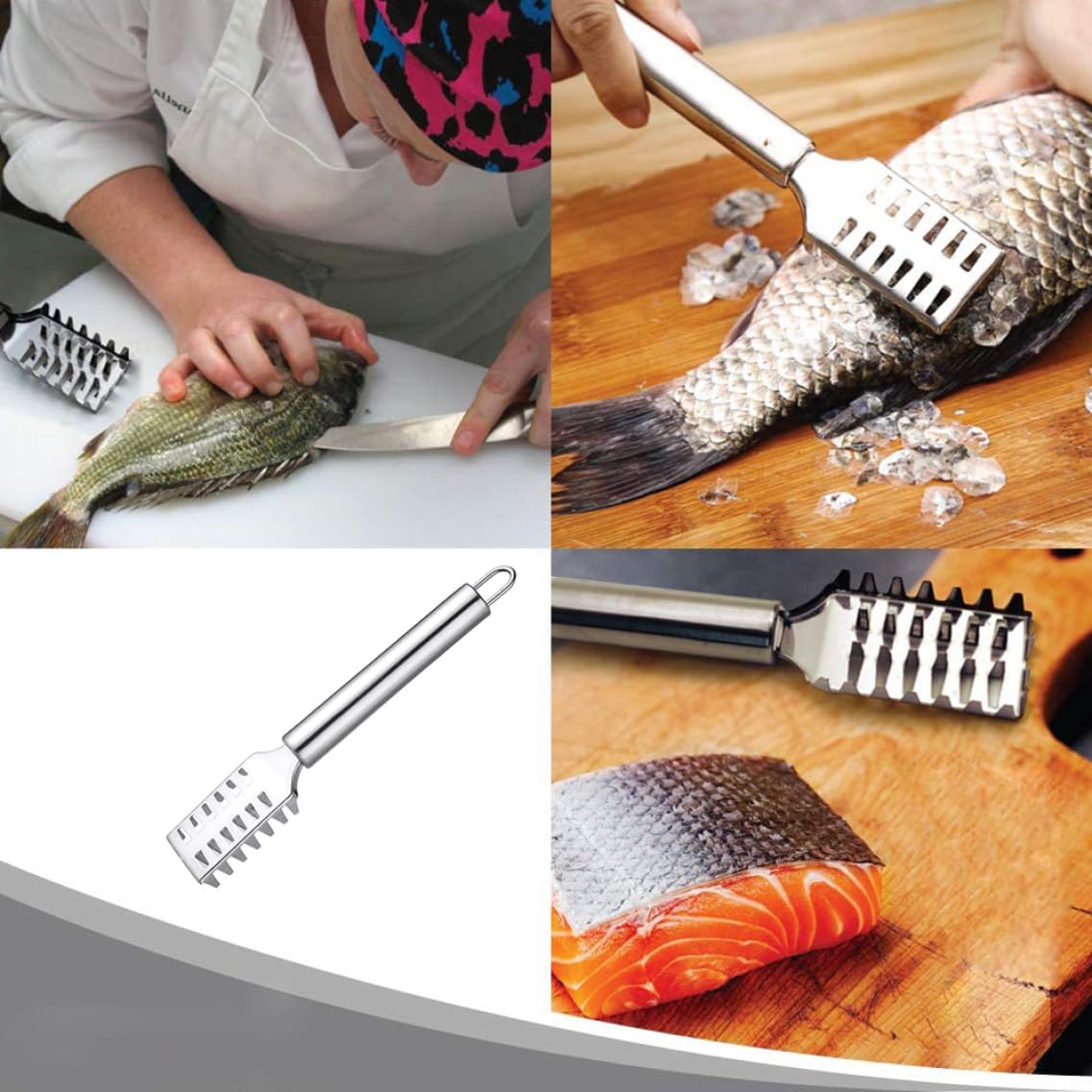 Tuimiyisou Fish Scale Planer Fish Scaler Fish Scale Planer Remover Scraper Sawtooth Extractor Stainless Steel with Firm Grip Kitchen Tool