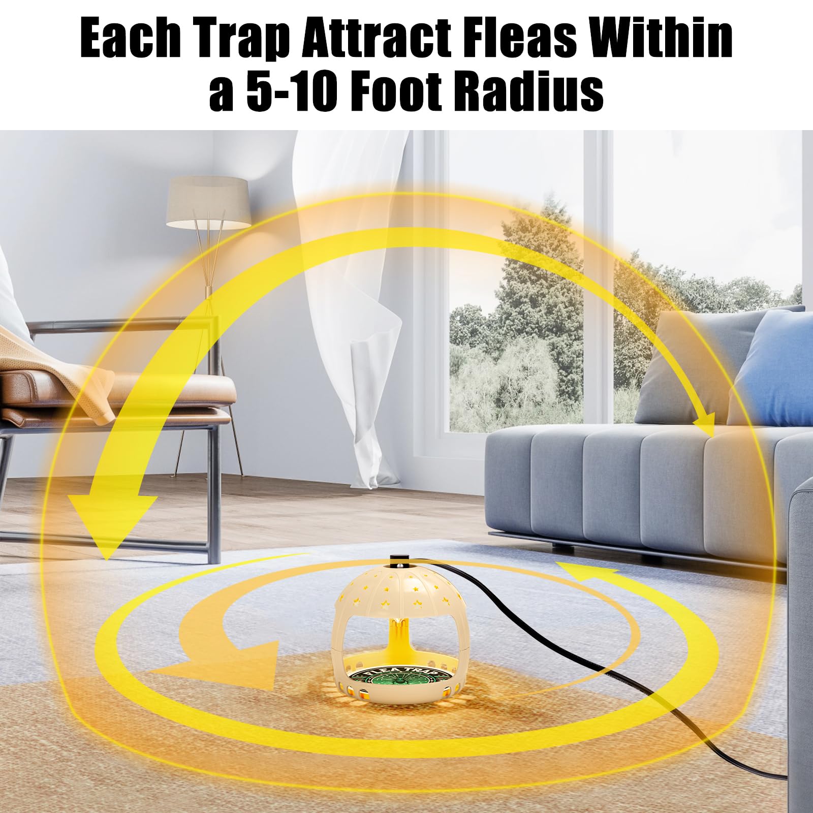 Flea Traps for Inside Your Home, 2025 Flea Treatment for Home, Electric Flea Killer for House Indoor, 2 Packs Flea Light Traps w/ E12 Bulbs & 10 Sticky Discs