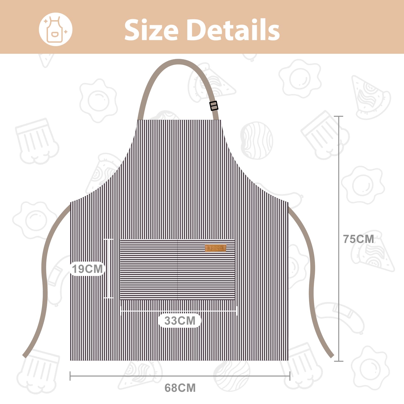 VALOME 2 Pack Kitchen Aprons, Apron for Restaurant with Adjustable Neck Strap, 2 Pockets Chef Aprons for Cooking Baking (Black & Brown)