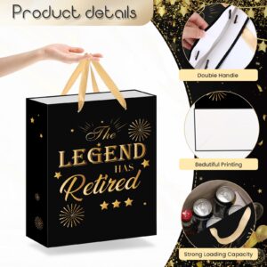 Retirement Gift Bag with Tissue Paper and Greeting Card for Men Women Black Gold Retirement Gift Wrapping Paper Bag for Office Coworker Christmas Xmas Farewell Going Away Party Favors Gift Wrap Bags