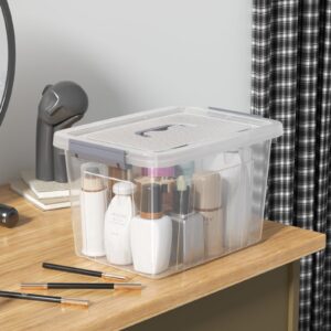 Udotry 6-Pack 10 Quart Clear Latching Bin with Handle, Plastic Storage Box with Lids