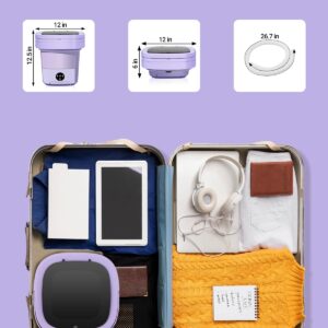 Portable Washing Machine, 11L Upgraded Large Capacity Mini Washer, Small Washing Machine for Apartments, Travel Laundry, Camping, RV, Dorm (Purple)