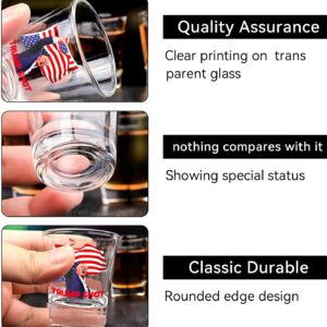 Pekuality Trump Shot Glass 1.5oz-2024 Survived Assassination Shot at Election Rally -Never Surrender - Trump Mug Shot Glass -Small Glass Cups Gift (4 pcs)