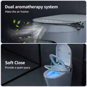 Smart Toilet Built-in Heated Bidet Seat, 360 Degree Siphon Powerful Flush, Warm Water Sprayer with Drying mode, Auto Open & Close Lid, Wireless Remote Control and with LED Display and Night Light