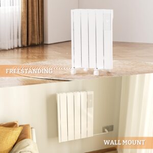 BREEZEHEAT 800w Plug-in Electric Panel Heater-Convection Wall Heaters for Indoor Use, No Fan Design, Freestanding/Wall Mount Space Heater w/Digital Display, 24H Timer, Adjustable Thermostat, White