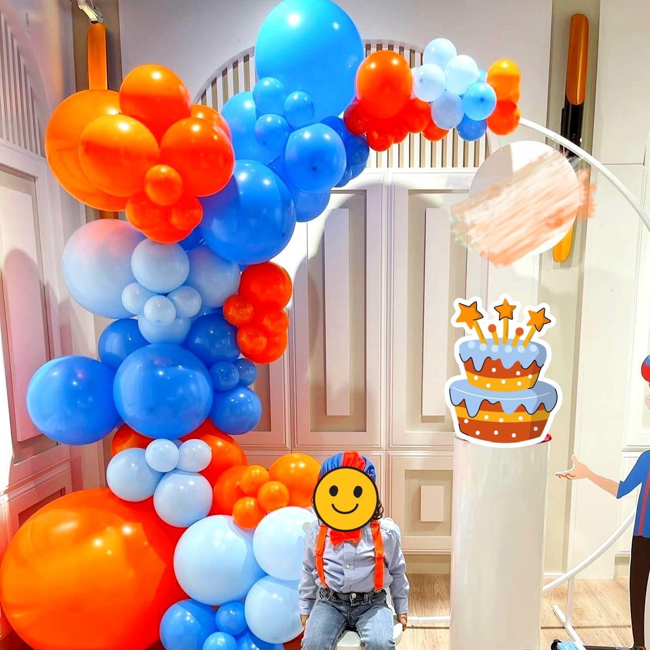 Blue and Orange Balloons Garland Arch Kit, 122 PC Dark Blue and Orange Balloons, Orange Royal Bright Baby Blue Party Balloon for Boy Kids Birthday Baby Shower Gender Reveal Graduation Party Decoration