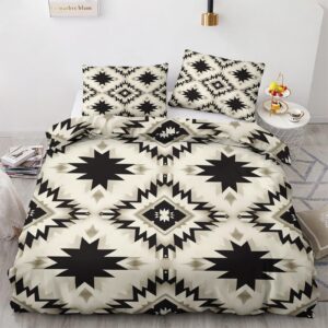 PolXmyxor Retro Aztec Duvet Cover California King, Exotic Tribal Bedding 3 Pieces, Boho Style Comforter Cover, Soft Microfiber Duvet Cover Set, with Zipper and 2 Pillow Shams, 104"x98"