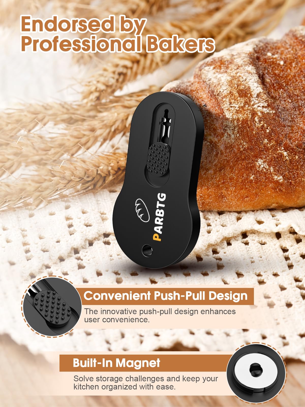 Extractable & Magnetic Bread Lame Dough Scoring Tool, Professional Sourdough Scoring Tool for Sourdough Bread Baking, Bread Making, Bread Scoring Tool with 5 Razor Blades & Scoring Patterns booklet