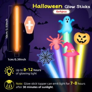 FZR Legend 24 Halloween Party Favors Glow Sticks for Kids, 4 Inch Glow Sticks Halloween Glow in the Dark Party Supplies Halloween Goodie Bags Stuffers Classroom Prizes