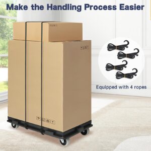 SDLDEER Furniture Dolly, 2 PCS Portable Moving Dolly with 4 Ropes, Small Flat Dolly Connectable, Furniture Movers with Wheels Luggage Cart Dolly for Travel, Shopping, Heavy Furniture Appliance