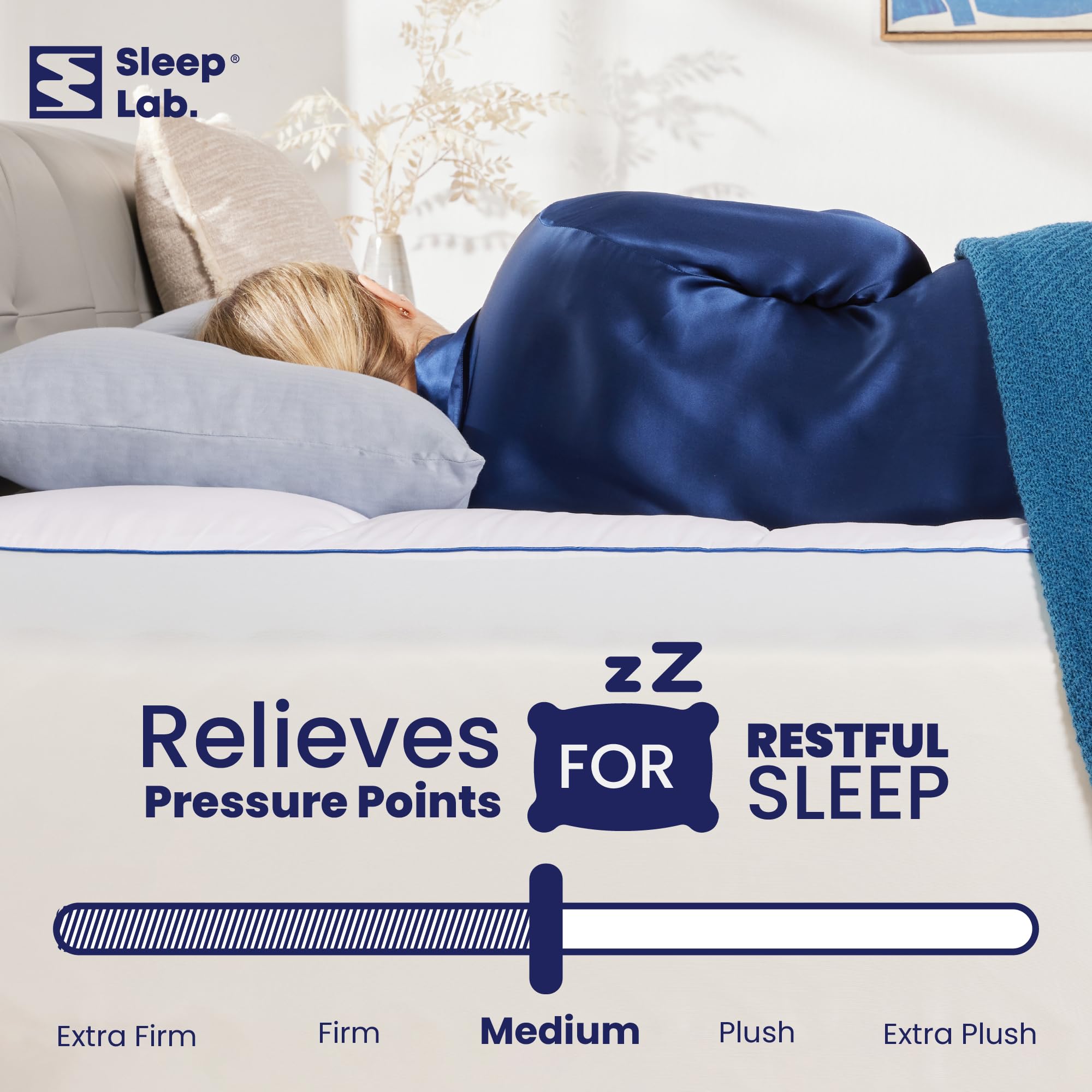 Sleep Lab Dual Layer 4 Inch Memory Foam Mattress Topper - Mattress Topper Queen - Cooling Mattress Topper for Back Pain - 2 Inch Cooling Gel Memory Foam + 2 Inch Cooling Effect Pillow Top