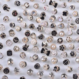 Charms for Socks 120pcs Random Pearl Brooch Buttons Rhinestone Brooch Pins Button Covers for Women Junk Sock Jewelry Charms Pins for Shoes Sneakers Sambas Shirt Hat Clothing Decorative Safety Button