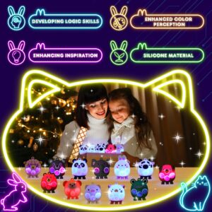 12 PCS Light Up Party Favors for Kids,3D Animal Pop Toys,Goodie Bags Stuffers for Kids,Pinata Stuffers Carnival Prizes,Fidget Toys Bulk,Prize Treasure Box Toys for Classroom,Suction Toys for Toddlers