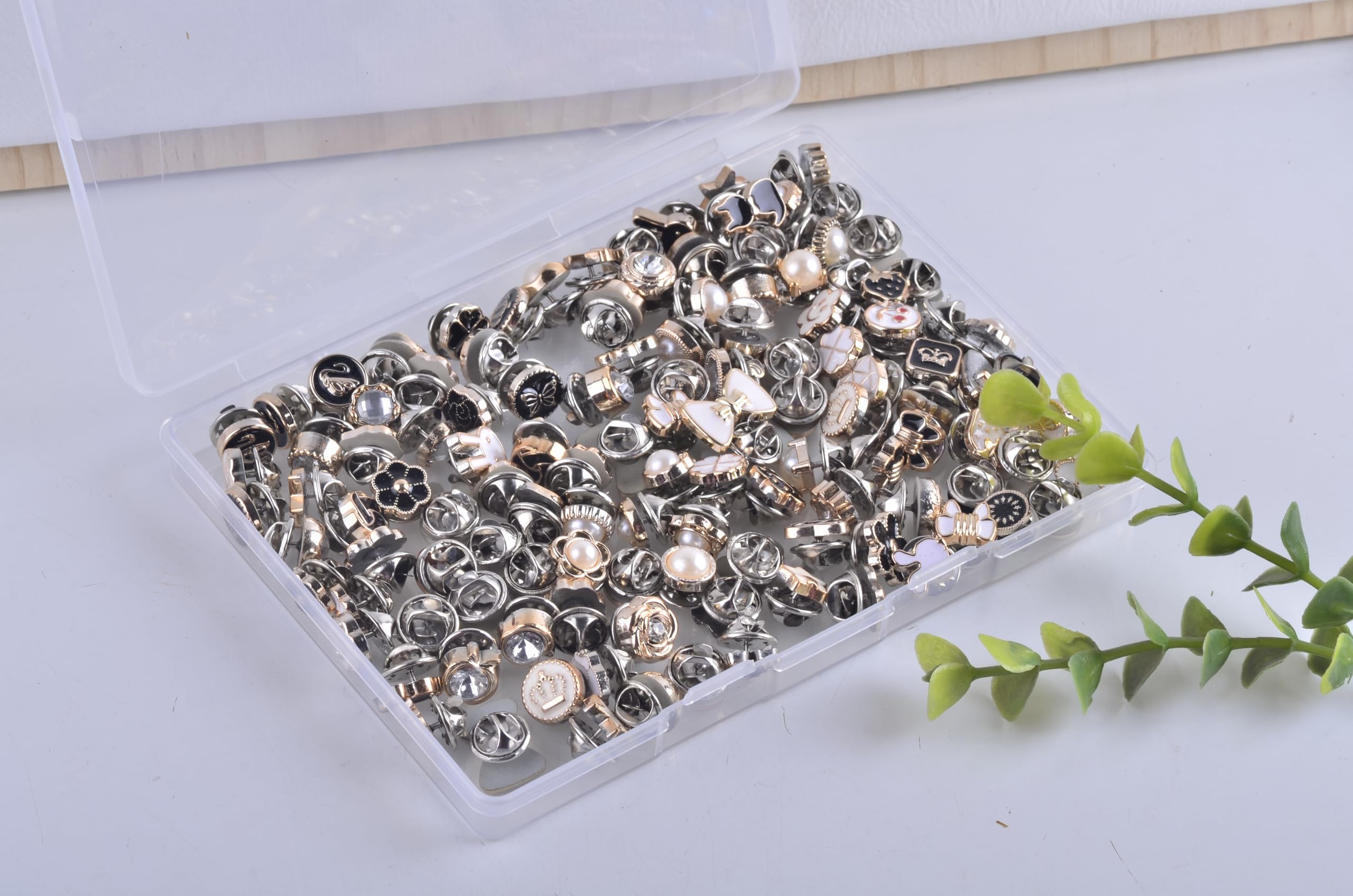 Charms for Socks 120pcs Random Pearl Brooch Buttons Rhinestone Brooch Pins Button Covers for Women Junk Sock Jewelry Charms Pins for Shoes Sneakers Sambas Shirt Hat Clothing Decorative Safety Button