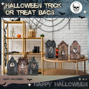 Lemosae 24 Pcs 11'' Halloween Tombstone Paper Treat Bags with 3D Changing Face Halloween Graveyard Tombstones Gift Bags Tombstone Candy goodie Bags for Halloween Party Favor