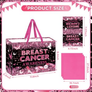 Black Pink Breast Cancer Awareness Gift Bags with Tissue Paper Greeting Card Pink Ribbon Party Favors Breast Cancer Awareness Party Decorations for Christmas Women Patient Friends Coworker Charity