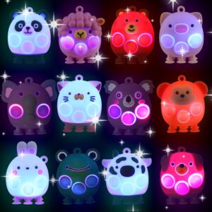 12 PCS Light Up Party Favors for Kids,3D Animal Pop Toys,Goodie Bags Stuffers for Kids,Pinata Stuffers Carnival Prizes,Fidget Toys Bulk,Prize Treasure Box Toys for Classroom,Suction Toys for Toddlers