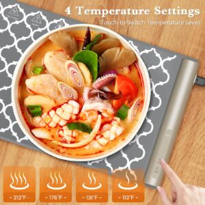 Food Warming Mat - Fast Heating Electric Warming Tray with 4 Level Temperature, Fast Full Surface Heating Mat, 3 Hours Auto Off, Rollable Portable Food Warmers for Individual Meals