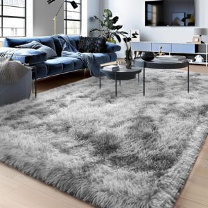 isdook soft shaggy rugs light grey fluffy rug for bedroom white fuzzy rug non-slip indoor floor carpet for living room 8x10 ft