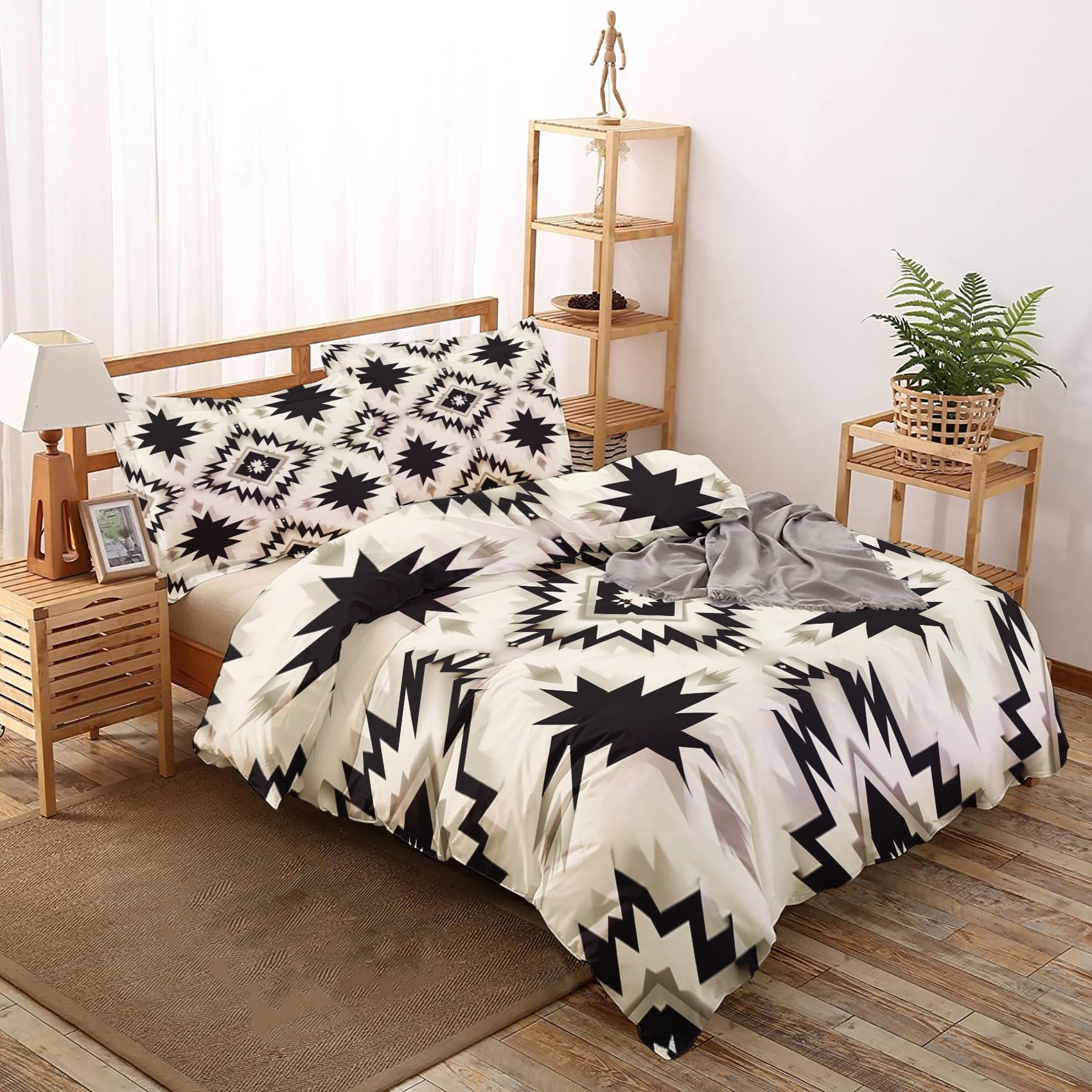 PolXmyxor Retro Aztec Duvet Cover California King, Exotic Tribal Bedding 3 Pieces, Boho Style Comforter Cover, Soft Microfiber Duvet Cover Set, with Zipper and 2 Pillow Shams, 104"x98"