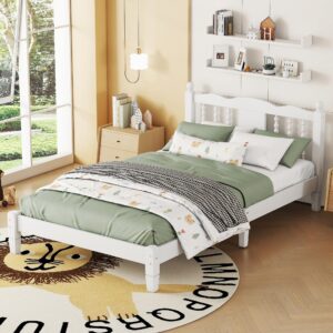 bellemave kids twin bed, wooden twin platform bed for boys, girls, teens, twin size bed frames for kids, white twin bed frame, white