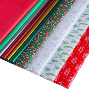 blewindz 100 sheets christmas tissue paper for gift wrapping bags, 20'' x 20'' christmas sparkle metallic gift wrapping paper bulk for xmas birthday holiday decor (10 patterns)