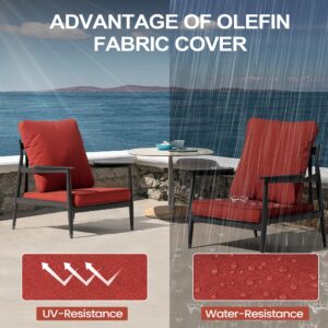 PATIOHIT Outdoor Chair Cushions Waterproof Indoor Furniture Seat Cushions Patio Cushions for Sofa Couch Outdoor Furniture with Removable Cover Deep Seat & Back Cushion (22 x 21 Inch, Chili)