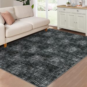 GarveeHome 8x10 Area Rug Modern Abstract Area Rug for Living Room Machine Washable Rug Farmhouse Checkered Throw Carpet Non-Slip Stain Resistant Accent Rug Floor Cover for Home Decor, Grey