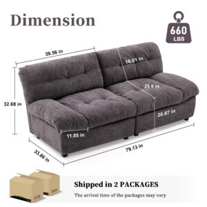 Mangodan 80" Chenille Cloud Deep Seat Couch Loveseat for Living Room, Modern Sofa Couch for Small Spaces, Cozy Comfy Loveseat with Solid Wood Frame, Pillow-Designed Armrest Sleeper Loveseat, Darkgray