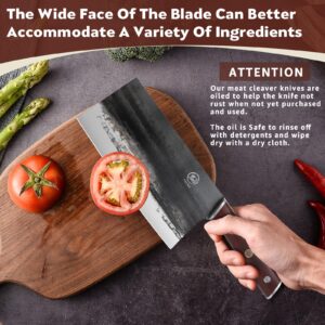 TAN REN 7.5 Inch Chinese Cleaver Knife and 8 Inch Cleaver Knife for Meat Cutting, High Carbon Steel Boning Knife, Full Tang Meat Cleaver Knife for Home Kitchen