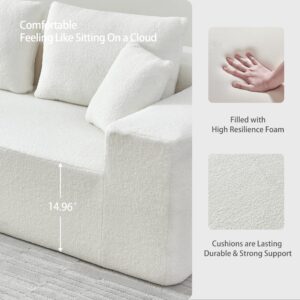 Sectional Floor Sofa Couch, Corner L Shaped Sectional Sofa Set Modern Minimalist Modular,Convertible Compressed Cloud Sofa w/Lounge,Sherpa Fabric,Deep Seater,High-Density Foam(Off White 4 Seater)