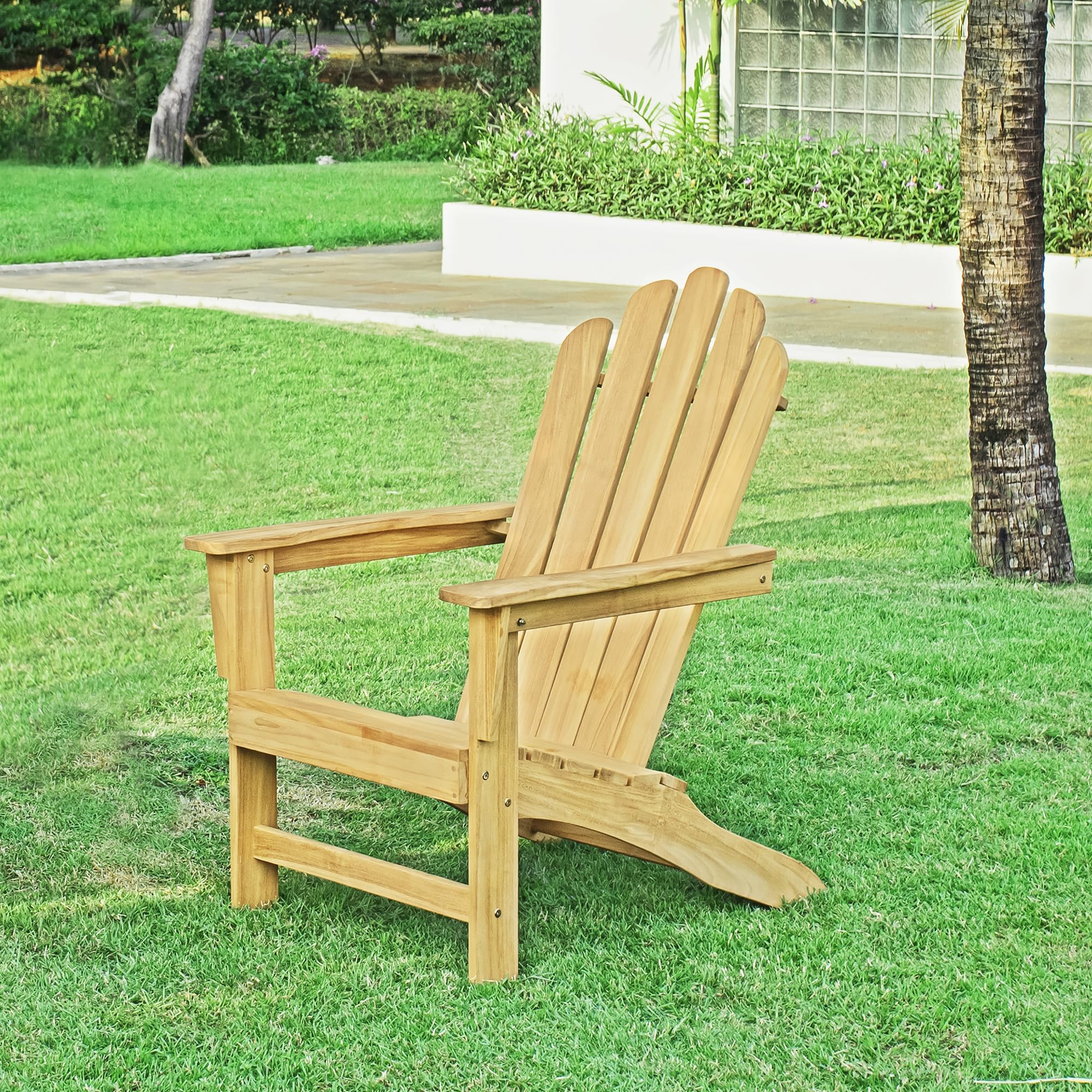 A-ECO LIVING Teak Adirondack Chair, Outdoor Adirondack Chair, Patio Seating Wooden Chair, Water & Weather Resistant Outside Furniture for Patio, Deck, Lawn, Garden, Backyard or Terrace