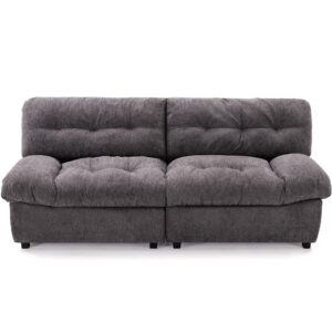 Mangodan 80" Chenille Cloud Deep Seat Couch Loveseat for Living Room, Modern Sofa Couch for Small Spaces, Cozy Comfy Loveseat with Solid Wood Frame, Pillow-Designed Armrest Sleeper Loveseat, Darkgray