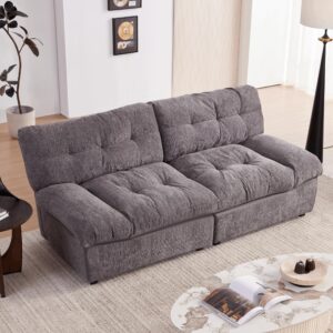 Mangodan 80" Chenille Cloud Deep Seat Couch Loveseat for Living Room, Modern Sofa Couch for Small Spaces, Cozy Comfy Loveseat with Solid Wood Frame, Pillow-Designed Armrest Sleeper Loveseat, Darkgray