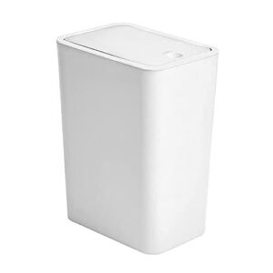 Hperu Bathroom Bin Bathroom Bin 9.1 L Small Trash Can White Waste Paper Bin with Lid Top Press Slim Garbage Can for Home Office Bedroom Kitchen,Rubbish Bin,Kitchen Bin