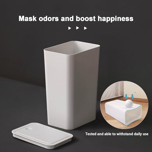 Hperu Bathroom Bin Bathroom Bin 9.1 L Small Trash Can White Waste Paper Bin with Lid Top Press Slim Garbage Can for Home Office Bedroom Kitchen,Rubbish Bin,Kitchen Bin