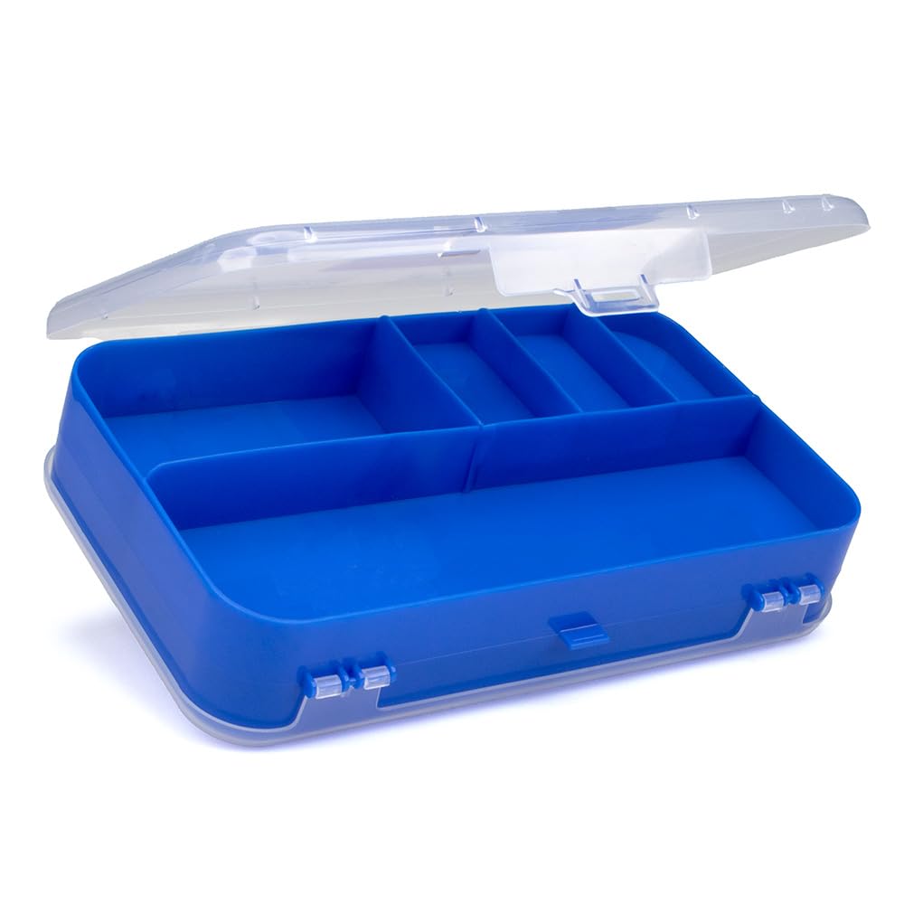 Craft County | Transparent Pencil Box | Double Sided Utility Box Storage Office Supplies Organizer | Blue