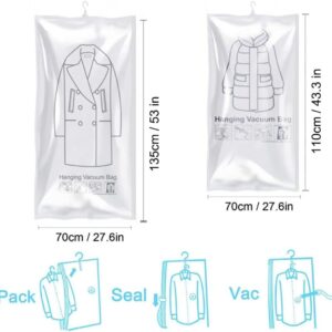 Neahom Hanging Vacuum Storage Bags for Clothes, 6 Pack (3 Jumbo, 3 Large) Vacuum Seal Bags for Clothing, Space Saver Bags Vacuum Sealer Bags Compression Bags for Travel, Closet Organizer, Clear