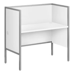 Monarch Specialties I 7729 Office Cubicle, 48" L, Desk, Work, Commercial Grade, White Laminate, Silver Metal