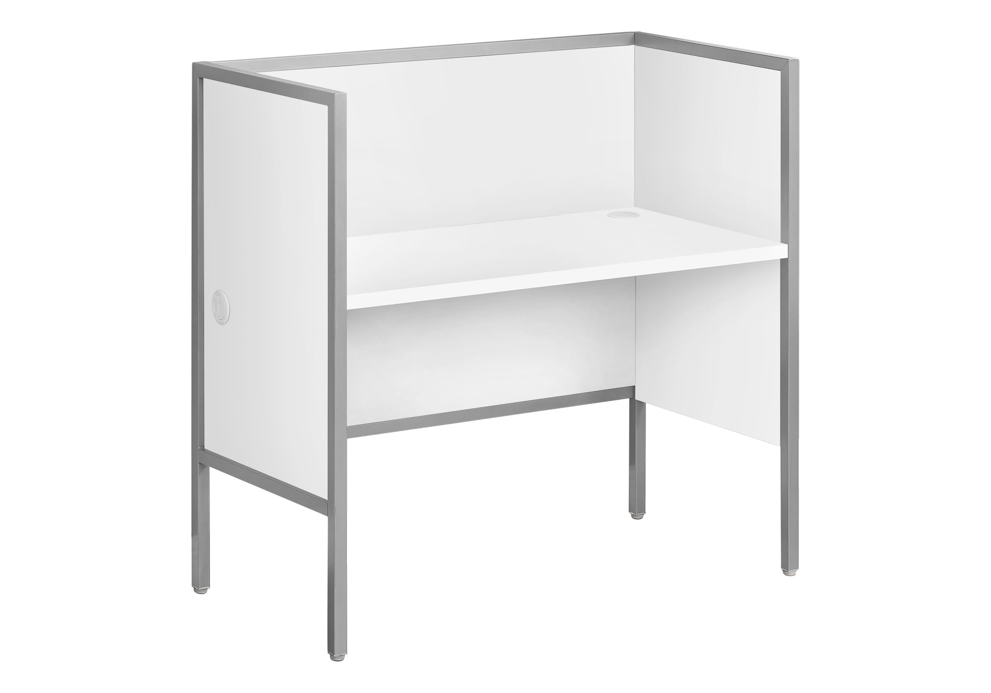 Monarch Specialties I 7729 Office Cubicle, 48" L, Desk, Work, Commercial Grade, White Laminate, Silver Metal