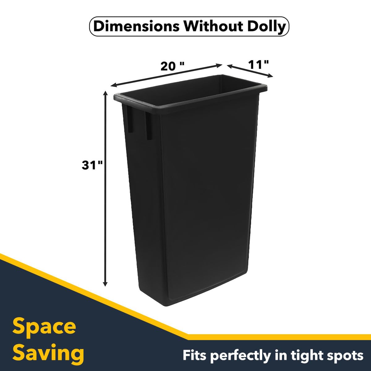 Pack of 2 Black 23 Gallon Slim Waste Bin with Dolly, Heavy-Duty Wheeled Trash Can, Commercial Rolling Recycle Container, Durable Plastic Garbage Can for Offices, Homes, Kitchens, Restaurants