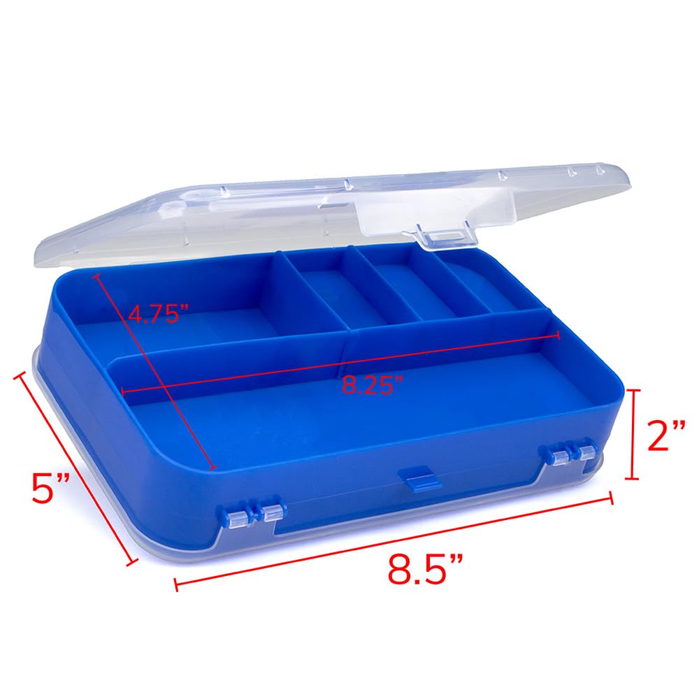 Craft County | Transparent Pencil Box | Double Sided Utility Box Storage Office Supplies Organizer | Blue