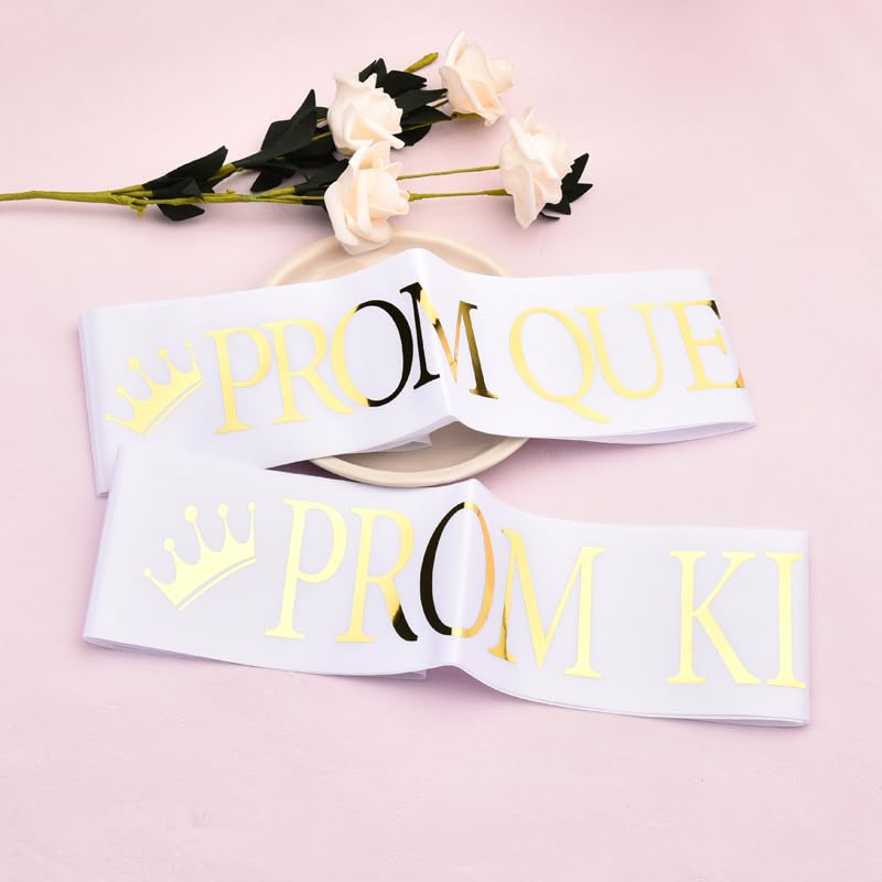 Guqqeuc 2 PCS Prom King and Prom Queen Sashes Graduation Prom Party Sashes for Women Men Grad Party Supplies Bachelorette Party Accessories for Bride Groom